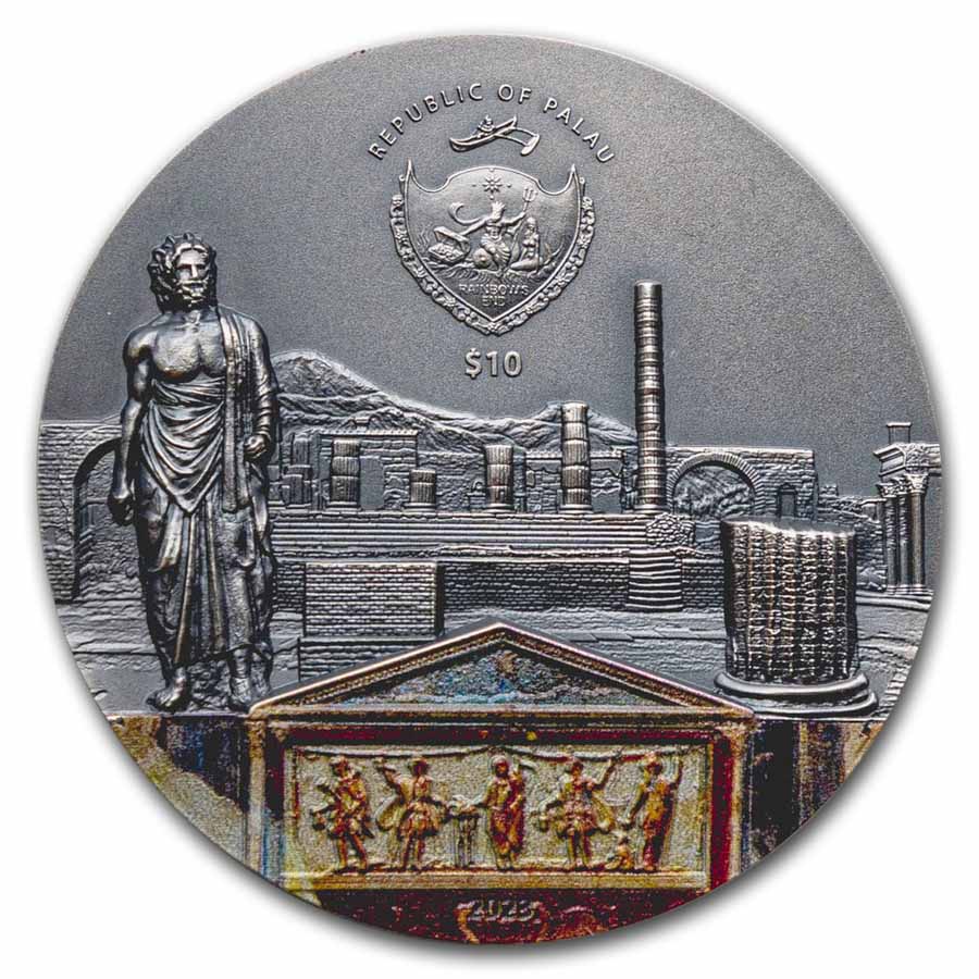 2023 Palau 2 oz Silver Fury of Nature: Pompeii Volcano